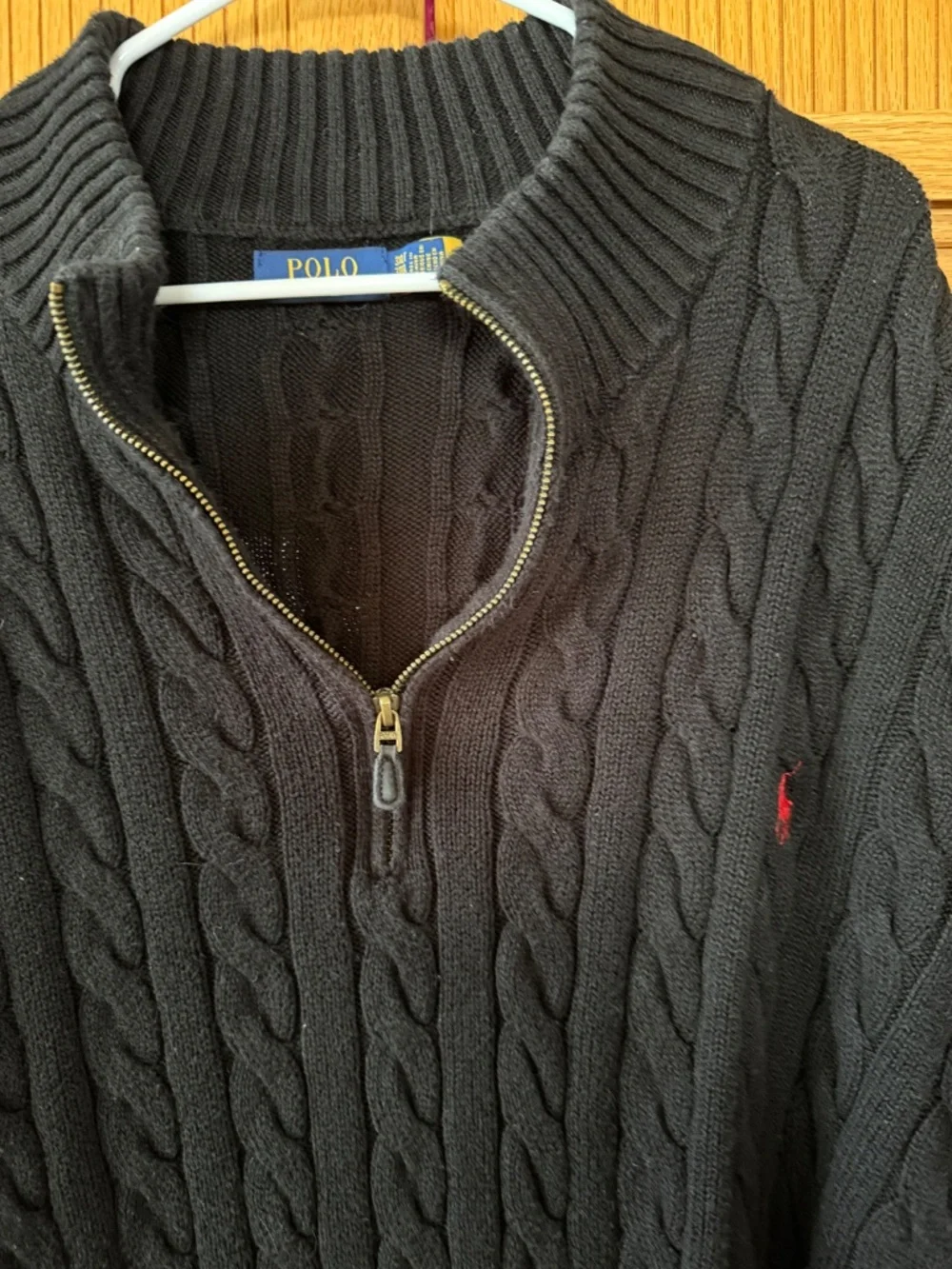 Men 3XLT Polo Ralph Lauren Black Cable Knit Sweater